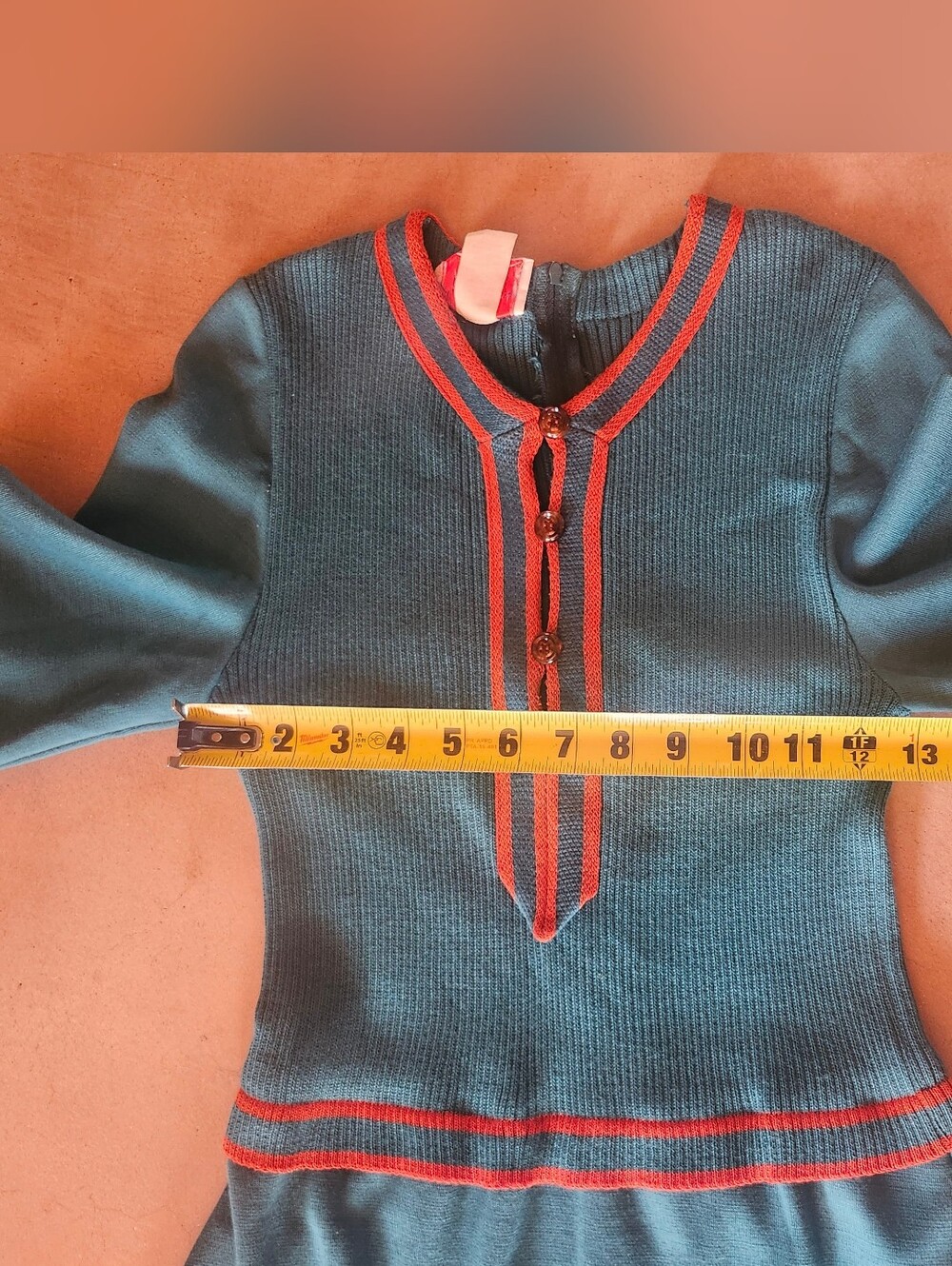 STUNNING vintage 70s teal knit maxi sweater dress S southwestern hippie desert - Picture 8 of 10